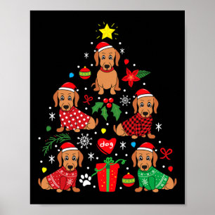 Dachshund Christmas Tree Ornament Funny Weenie Dog Poster