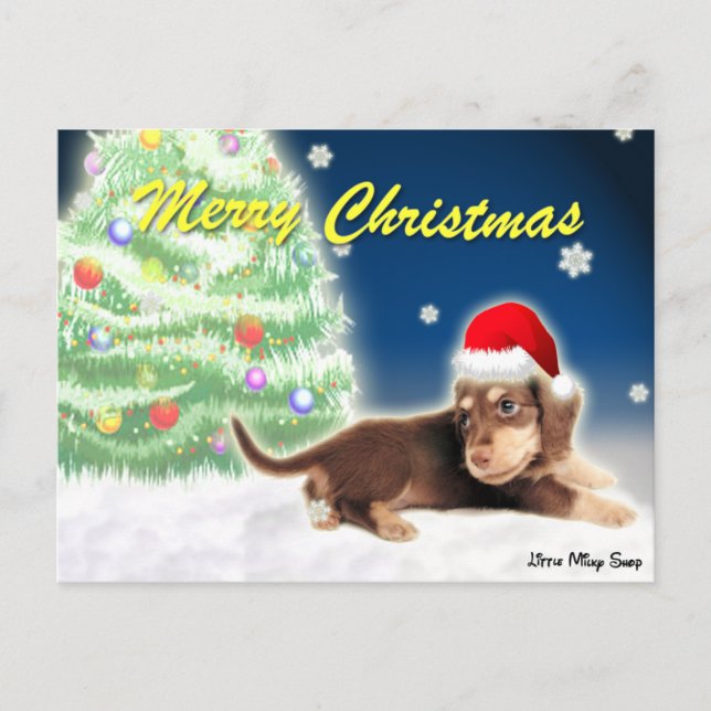 Dachshund Christmas Tree Postcard (Front)