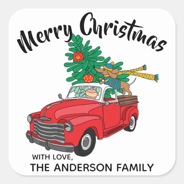 Dachshund Christmas Tree Shopping Label (Front)