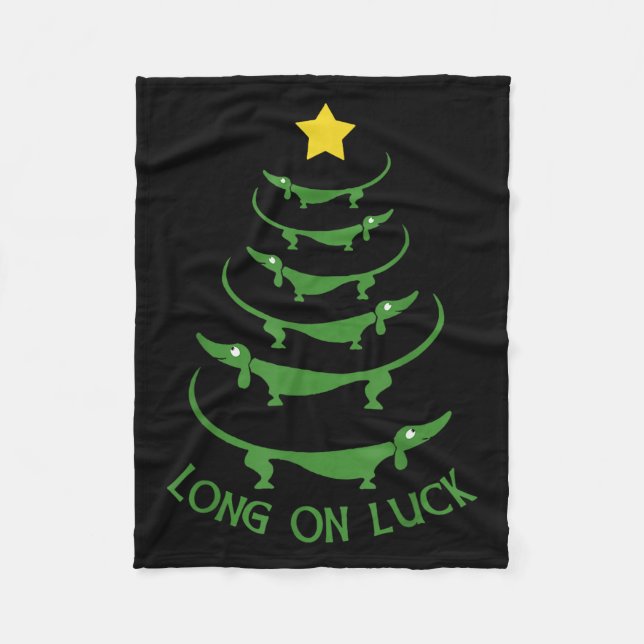 Dachshund Christmas Tree Weiner Dog Mum Dad Xmas P Fleece Blanket (Front)