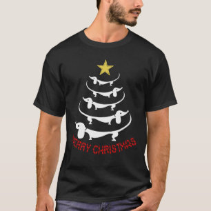 Dachshund Christmas Trees Blue Green Friend T-Shirt
