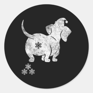 Dachshund Christmas Weiner Dog Christmas Pajamas F Classic Round Sticker