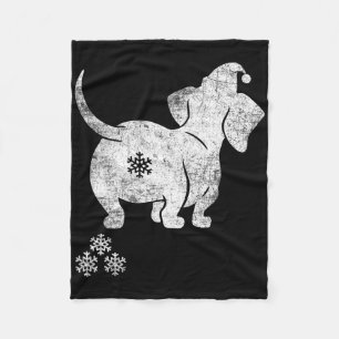 Dachshund Christmas Weiner Dog Christmas Pyjamas F Fleece Blanket
