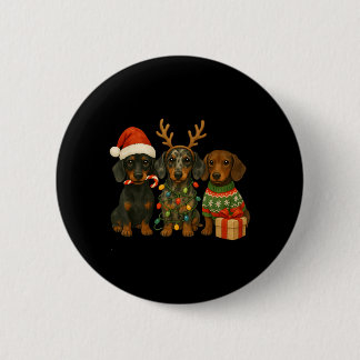 Dachshund Christmas Wiener Dog Santa Hat Weenie 6 Cm Round Badge