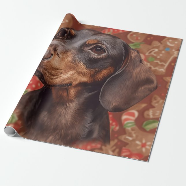 Dachshund christmas wrapping paper (Unrolled)