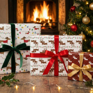 Dachshund Christmas Wrapping Paper Variety Pack