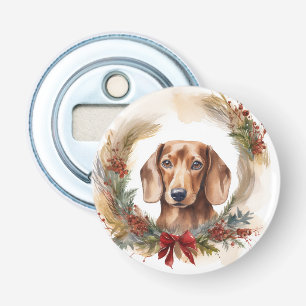 Dachshund Christmas Wreath Festive Pup Bottle Opener