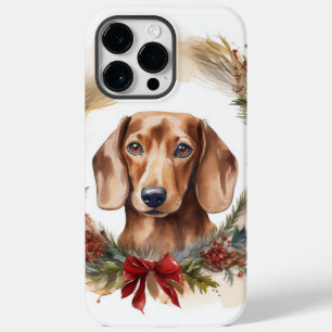 Dachshund Christmas Wreath Festive Pup  Case-Mate iPhone 14 Pro Max Case