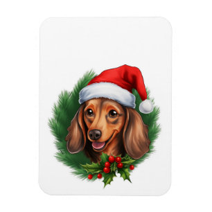 Dachshund Christmas Wreath Magnet