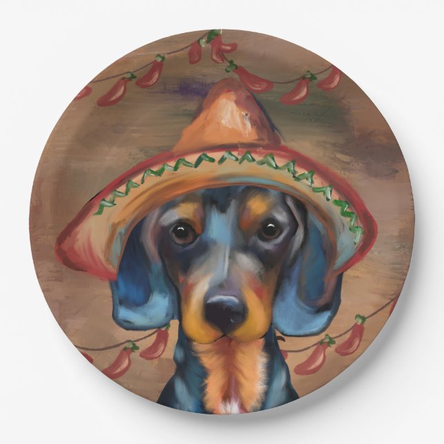 Dachshund Cinco de Mayo Paper Plate (Front)