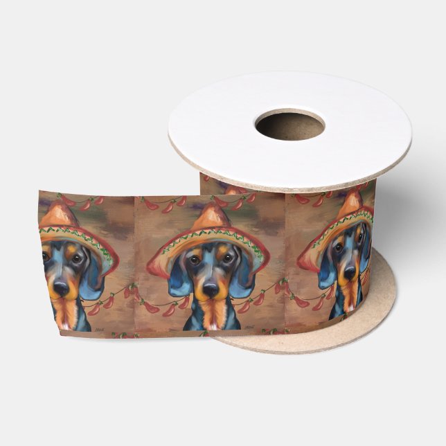 Dachshund Cinco de Mayo Satin Ribbon (Spool)