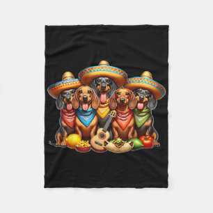 Dachshund Cinco De Mayo Wiener Dog  Fleece Blanket