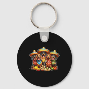 Dachshund Cinco De Mayo Wiener Dog Key Ring