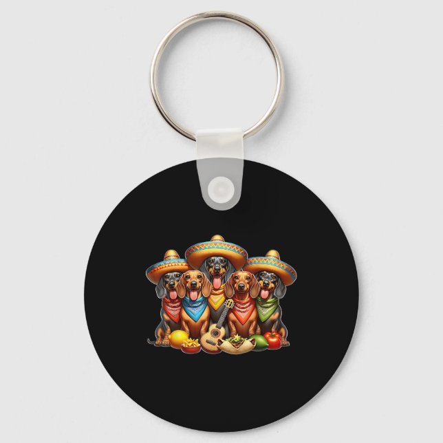 Dachshund Cinco De Mayo Wiener Dog  Key Ring (Front)
