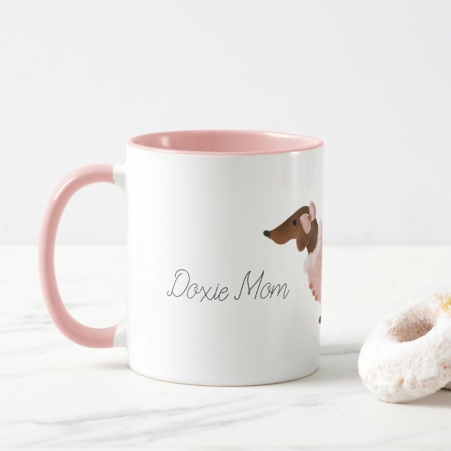 Dachshund Coffee Mug| Doxie Cup (With Donut)