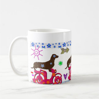 Dachshund Coffee Mug | Flying Scooter Dachshund