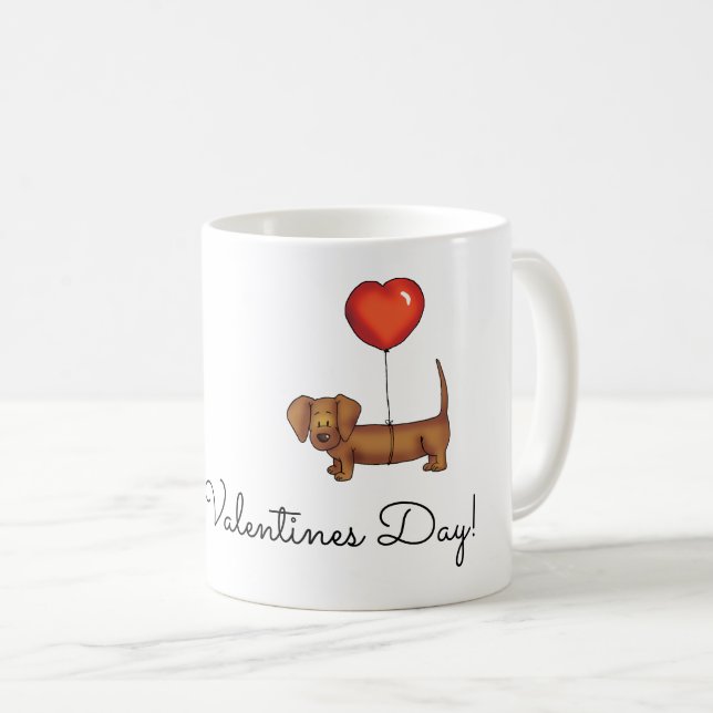 Dachshund Coffee Mug - Happy Valentines Day. (Front Right)