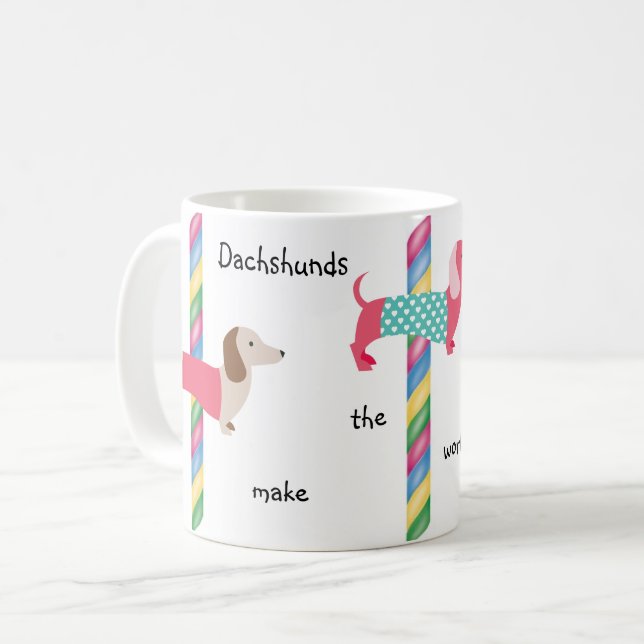 Dachshund Coffee Mug Wiener Dog Carousel (Front Left)