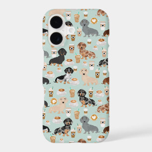 Dachshund coffee pattern mint