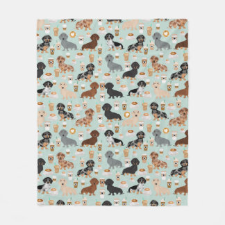 Dachshund coffees design fleece blanket