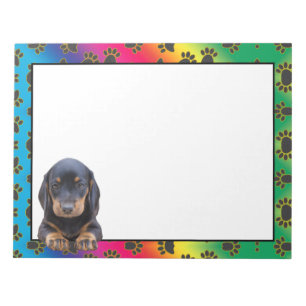 Dachshund colourful dog paw pattern  notepad