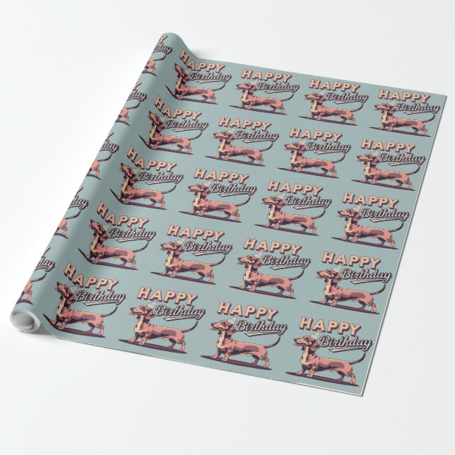 Dachshund Colourful  Wrapping Paper (Unrolled)