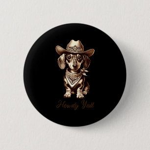 Dachshund Cowboy Cute Sausage Dog Cowboy Weiner Pu 6 Cm Round Badge