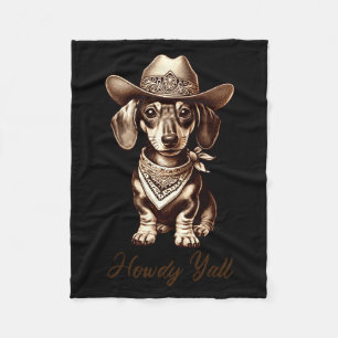 Dachshund Cowboy Cute Sausage Dog Cowboy Weiner Pu Fleece Blanket