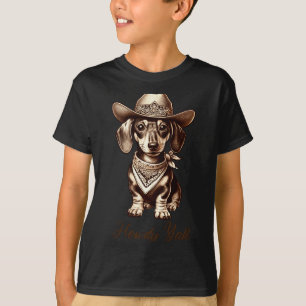Dachshund Cowboy Cute Sausage Dog Cowboy Weiner Pu T-Shirt