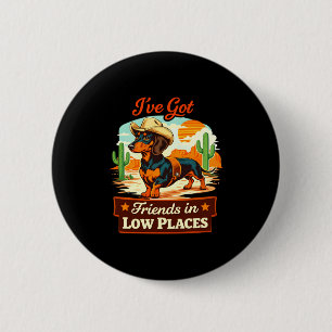 Dachshund cowboy retro western dog funny country 6 cm round badge