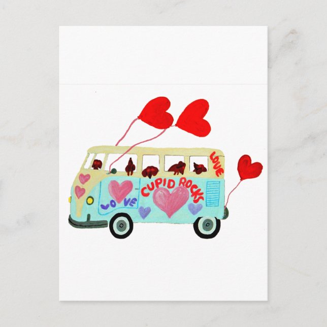 Dachshund Cupids In Their Valentine Love Mobile Holiday Postcard (Front)
