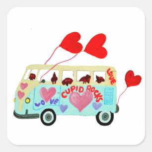 Dachshund Cupids In Their Valentine Love Mobile Square Sticker