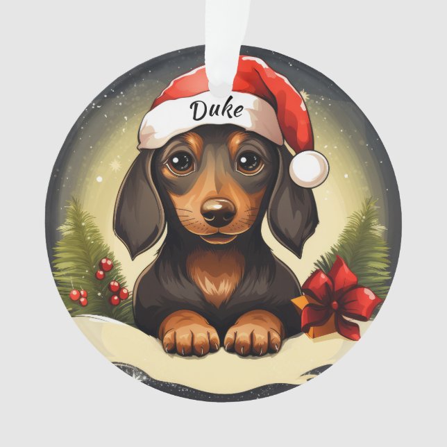 Dachshund Custom Christmas Ornament (Front)