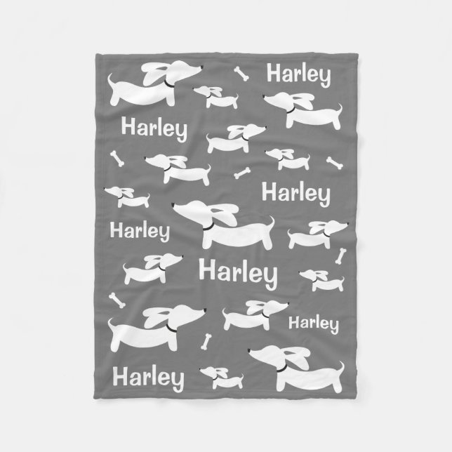 Dachshund Custom Grey Blanket for Wiener Dogs  (Front)