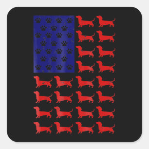 Dachshund - Cute American Flag 4th Of July Square Sticker