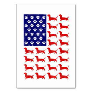 Dachshund  - Cute American Flag 4th Of July Table Number
