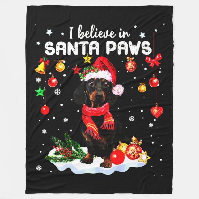 Dachshund Cute Christmas Fleece Blanket (Front)