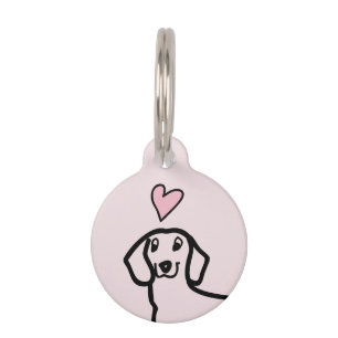 Dachshund Cute Wiener Love Dog Pink Heart Custom Pet Tag