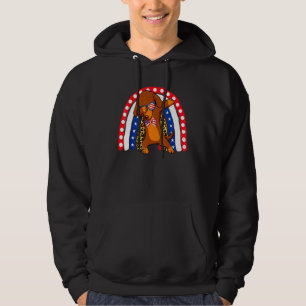 Dachshund Dabbing 4th Of July American Flag Leopar Hoodie