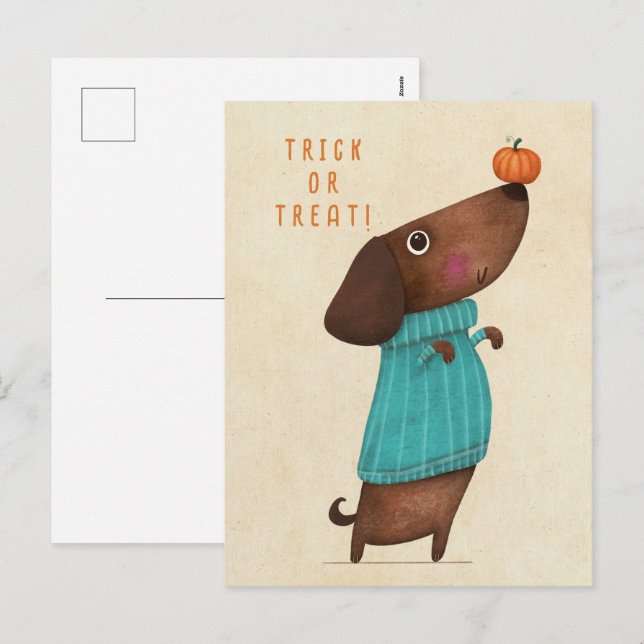 Dachshund Dachshund AutumnHalloween Fall Holiday Postcard (Front/Back)