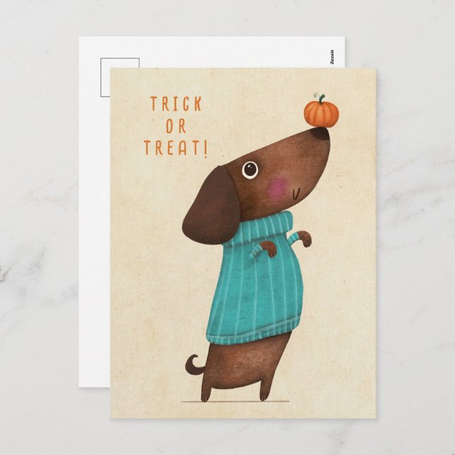 Dachshund Dachshund AutumnHalloween Fall Holiday Postcard (Front/Back)