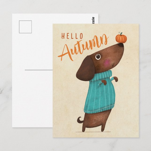 Dachshund Dachshund AutumnHalloween Fall Postcard (Front/Back)