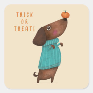 Dachshund Dachshund AutumnHalloween Fall Square Sticker