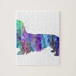 Dachshund, Dachshund dog watercolor print, dog Jigsaw Puzzle