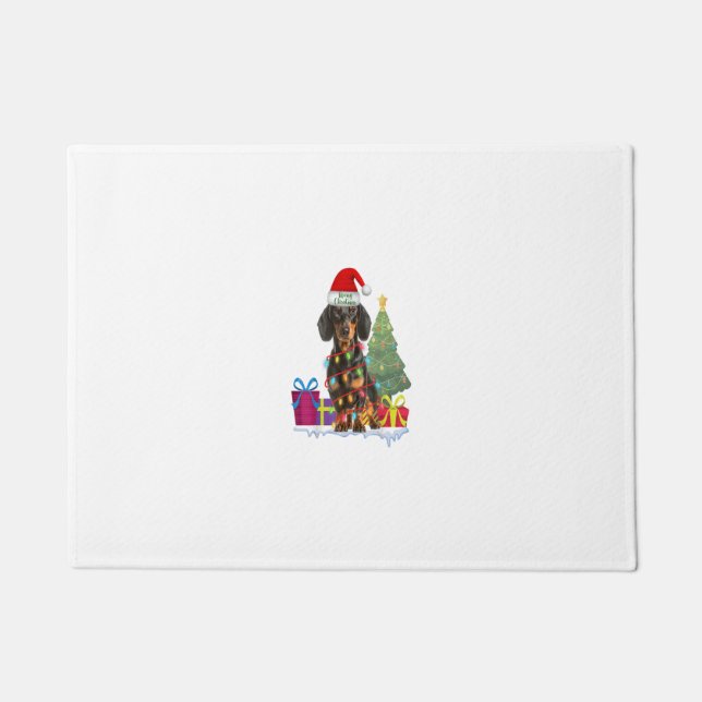 dachshund dackel wiener dog ugly christmas sweater doormat (Front)