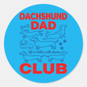 Dachshund Dad Club On Back Design Classic Round Sticker