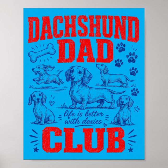 Dachshund Dad Club On Back Poster (Front)