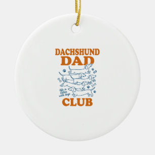 Dachshund Dad Club Vintage Dog Shirt Design_1 Ceramic Tree Decoration