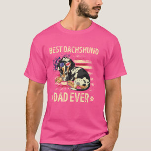 Dachshund Dad Dog Lovers American Flag 4th Of July T-Shirt