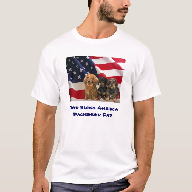 Dachshund Dad God Bless America Shirt (Front)